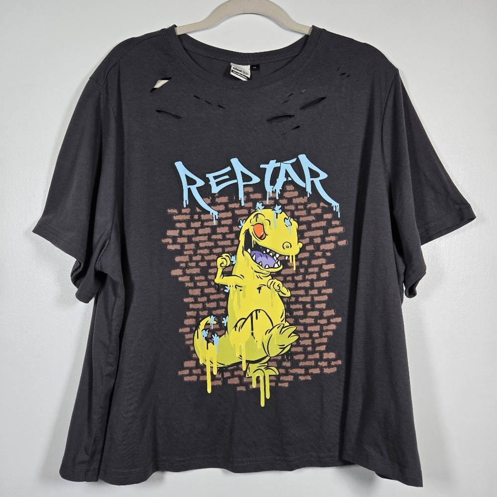 Nikelodeon x Shein Rugrats Reptar Slashed Graphic T-Shirt Tee Plus Size 4X